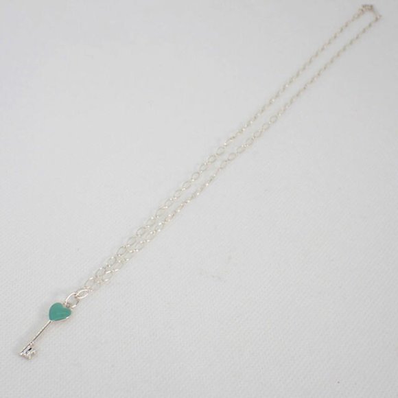 TIFFANY/ 925/blue enamel heart key pendant/necklace - Picture 6 of 10